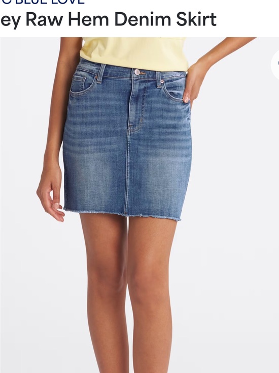 cosmic blue love Dresses & Skirts - Mid-Wash Blue Denim Mini Skirt with Raw Hem
